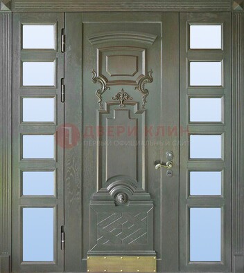 Парадная железная дверь с массивом и стеклом ДПР-98 