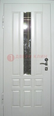 Белая металлическая дверь со стеклом ДС-1 в загородный дом в Ступино
